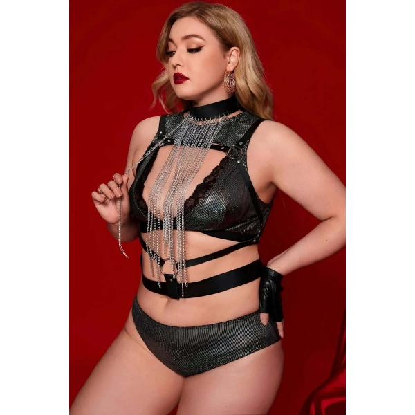 Boyundan Zicirli Asıklı Göğüs Harness - Brf947