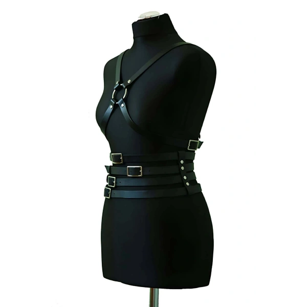 Deri Belden Dört Sıralı Göğüs Harness - Brf911