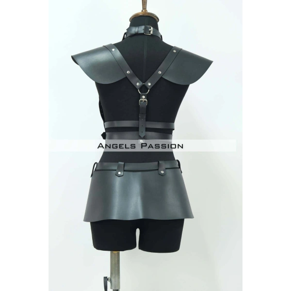 Deri Mini Elbise, Deri Harness Etek Ve Göğüs Takım - Brf1371