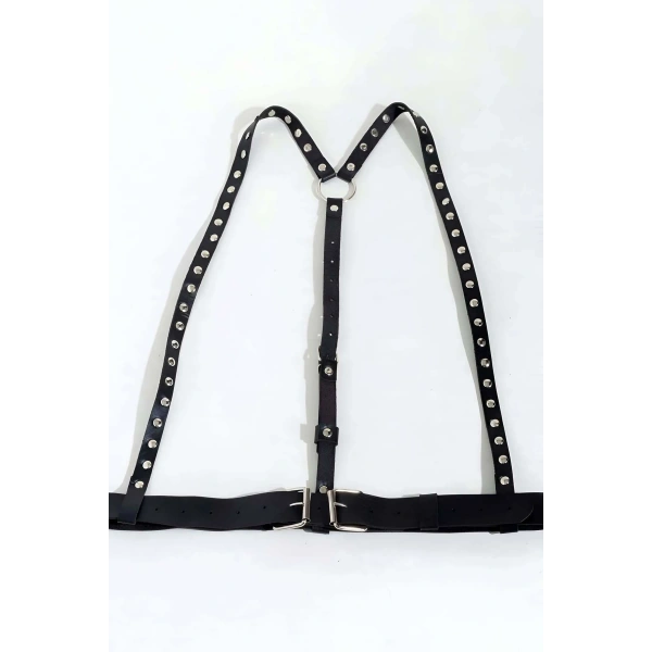 Elbise Üzerine Sık Siyah Deri Kemer - Brf817