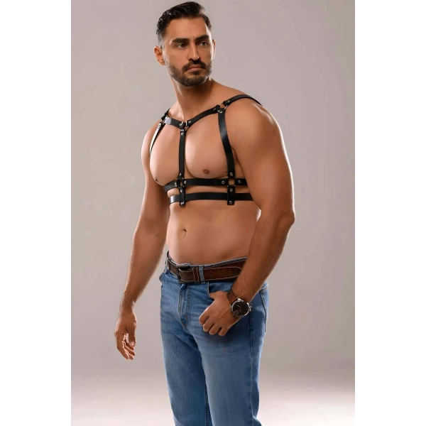 Erkek Deri Seksi Göğüs Harness - Brfm138