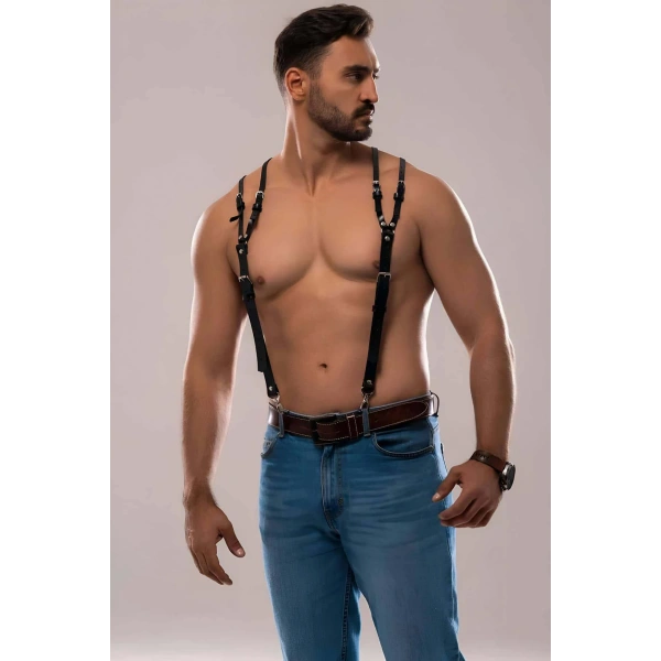 Erkek Omuzdsan Askılı Deri Harness - Brfm140