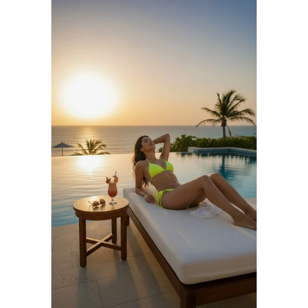 Kadın Fosforlu Yandan Bağlamalı Bikini Mayo Takımı