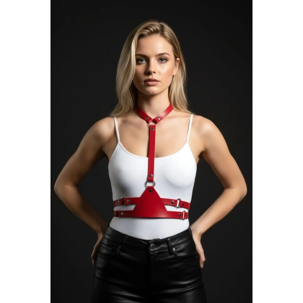 Kırmızı Kadın Kemer Deri Vücut Aksesuarı - Brf17