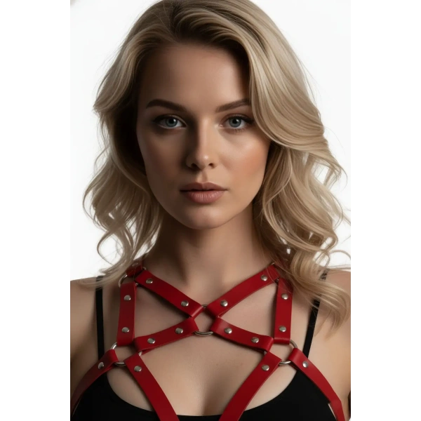 Kırmızı Kadın Kemer Vücut Aksesuarı Çapraz Tokalı - Brf108