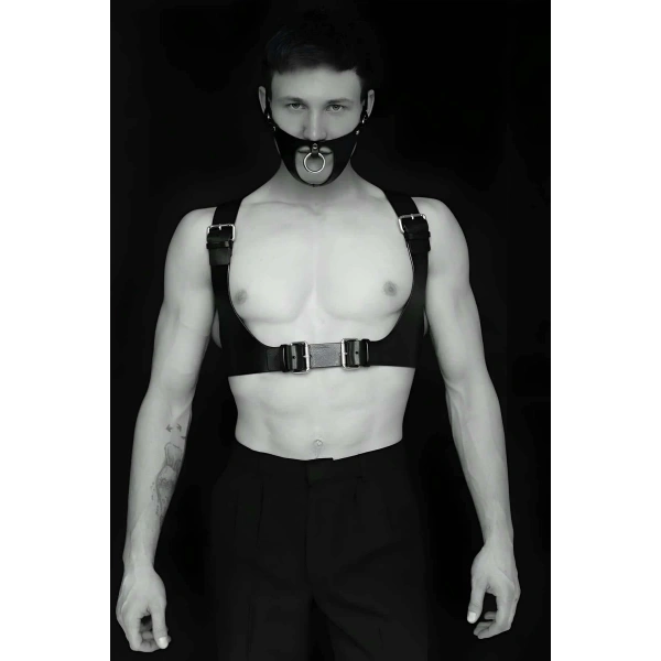 Seksi Deri Göğüs Ve Maske Harness - Brfm112