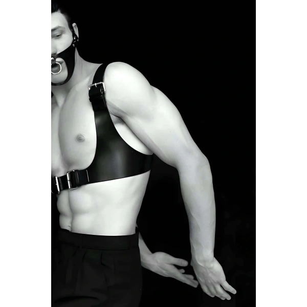 Seksi Deri Göğüs Ve Maske Harness - Brfm112