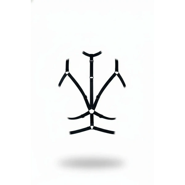 Siyah Göğüs Harness Ayarlanabilir Elastik Kafes Detaylı - Brf137