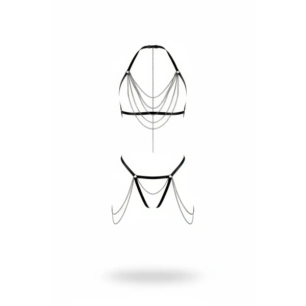 Siyah Harness Takım Çok Katmanlı Zincir Detaylı - Brf1065