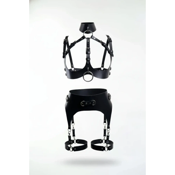 Siyah Harness Takım Deri O Halka Detaylı - Brf1231