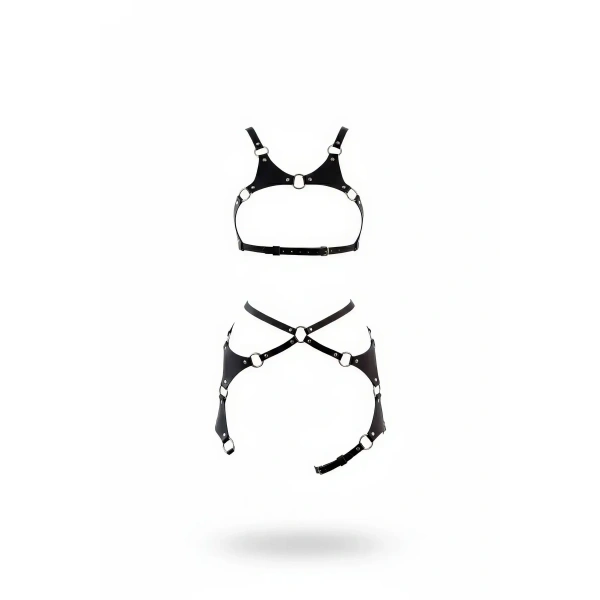 Siyah Harness Takım Deri O-halkalı Ayarlanabilir - Brf1253