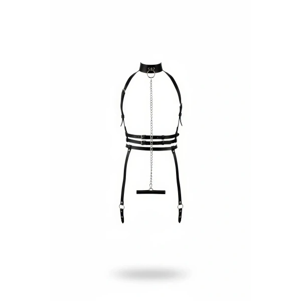 Siyah Harness Takım Zincir Detaylı Boyunluklu - Brf233