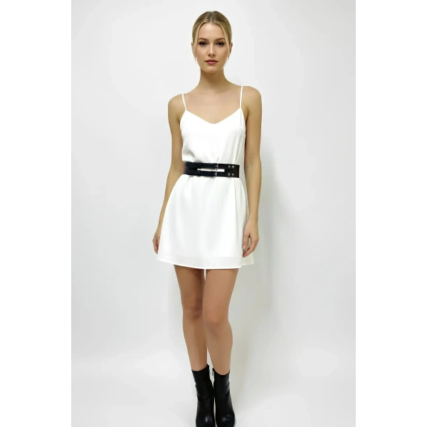 Siyah Kadın Kemer Çift Tokalı Kalın Bel Aksesuarı - Brf1203