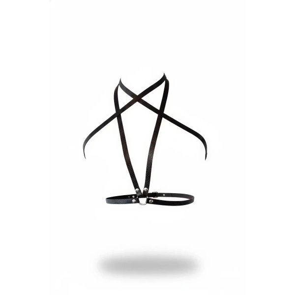 Siyah Kadın Kemer Deri Çapraz Bantlı Vücut Aksesuarı - Brf15