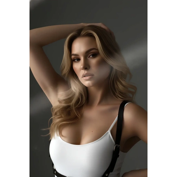 Siyah Kadın Kemer Deri Vücut Tokalı Aksesuar - Brf155