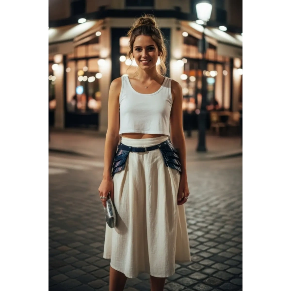 Siyah Kadın Kemer Katmanlı Yan Panelli Bel Aksesuarı - Brf1254