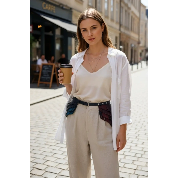 Siyah Kadın Kemer Katmanlı Yan Panelli Bel Aksesuarı - Brf1254