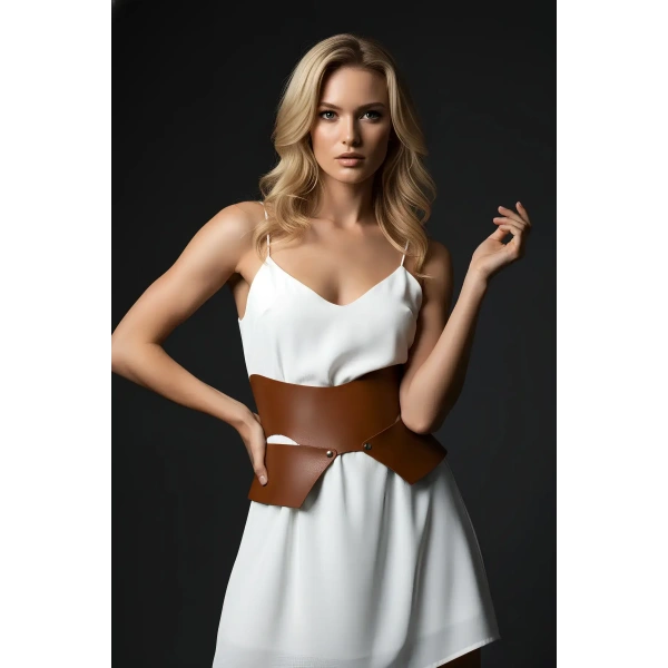 Taba Kadın Kemer Geniş Asimetrik Bel Aksesuarı - Brf1425