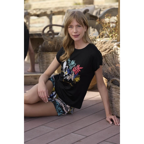 Yaprak Desenli Ve Baskılı o Segredo E Se Permitir Florescer Şort Takımı