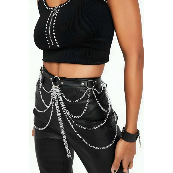 Zincir Detaylı Şık Deri Harness Kemer - Brf512