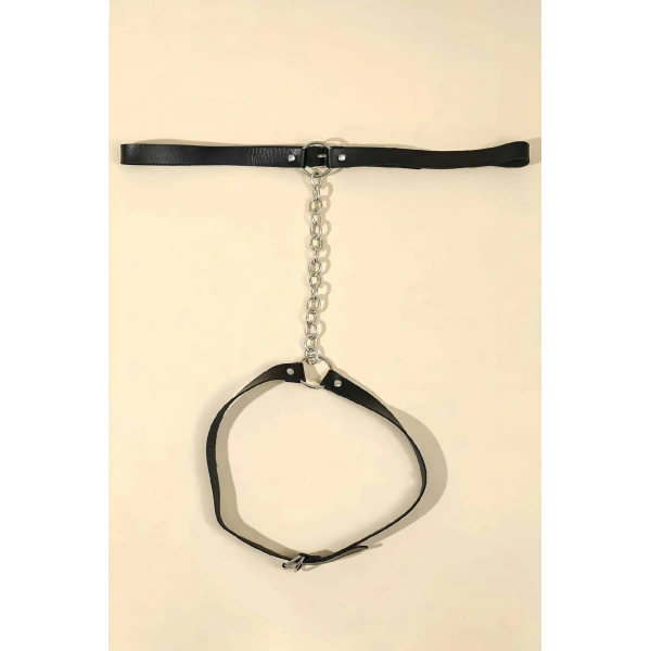 Zincirli Ayarlanabilir Şık Deri Jartiyer Harness - Brf961