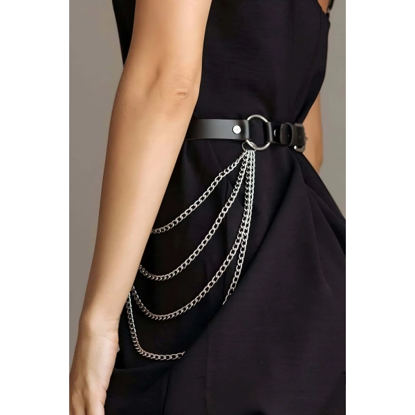 Zincirli Ayarlanabilir Şık Deri Kemer Harness - Brf729