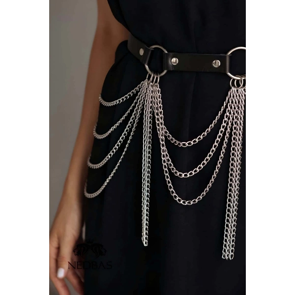 Zincirli Ayarlanabilir Şık Deri Kemer Harness - Brf729