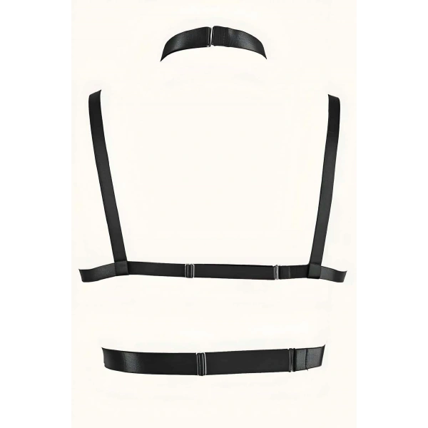 Zincirli Seksi Lastik Göğüs Harness - Brf926