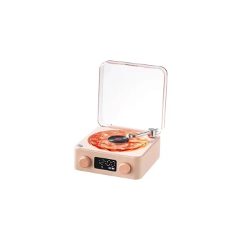Waves Nostalji Plak Görünümlü Bluetooth Hoparlör 3d Ses Dalgası Retro Müzik Plak Pembe