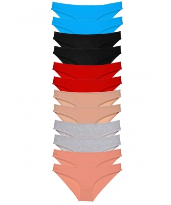 12 Adet Eko Set Likralı Kadın Slip Külot Çok Renkli 1