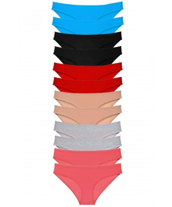 12 Adet Eko Set Likralı Kadın Slip Külot Çok Renkli 3