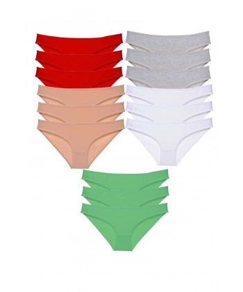 15 Adet Süper Eko Set Likralı Kadın Slip Külot 521