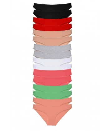 16 Adet Süper Eko Set Likralı Kadın Slip Külot 8 Renkli