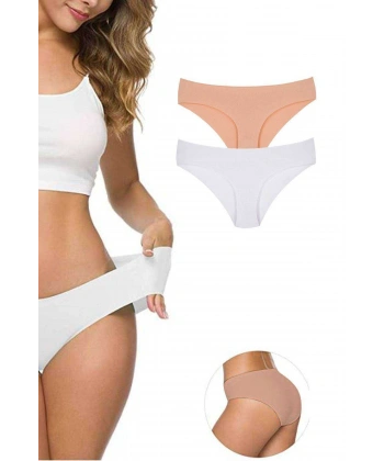 2 Adet Kadın Dikişsiz Lazer Kesim Esnek İz Yapmayan Külot S3