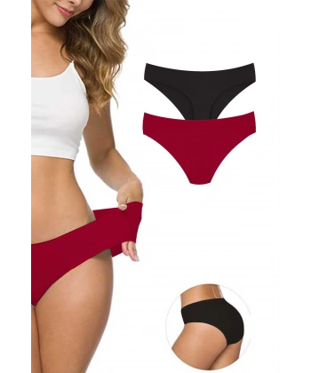 2 Adet Kadın Dikişsiz Lazer Kesim Esnek İz Yapmayan Külot S4