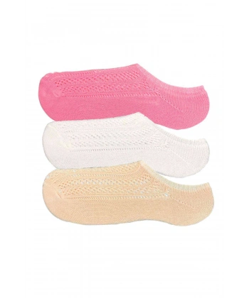 3 Adet Kadın Sneaker Dantelli File Pamuklu Yumuşak Çorap