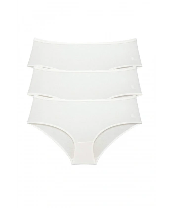 3 Adet Kadın Yüksek Bel Bato Külot Krem