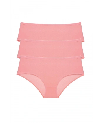 3 Adet Kadın Yüksek Bel Bato Külot Pudra