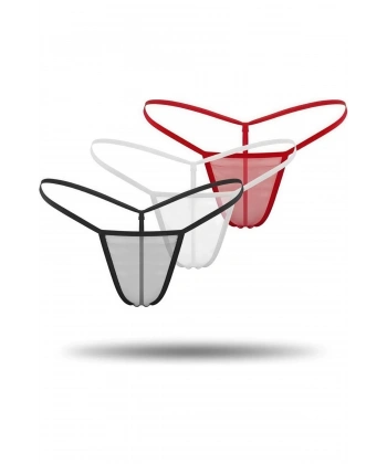 3lü Renkli Transparan Tül String Tanga TM0369