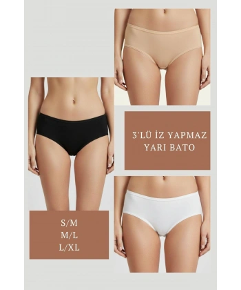 3lü Set Külot-siyah-beyaz-ten Dor2850