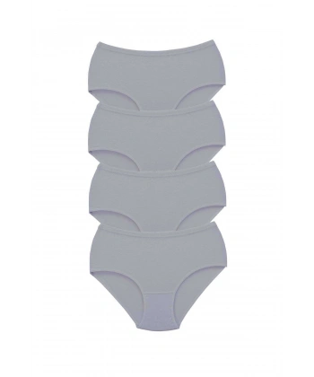 4 Adet Tutku Kadın Yüksek Bel Bato Kalın Lastik Külot Gri