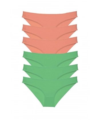 6 Adet Eko Set Likralı Kadın Slip Külot Pudra Fuşya