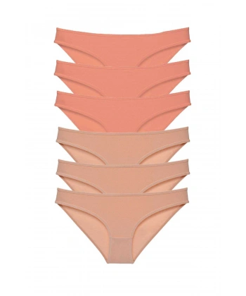 6 Adet Süper Eko Set Likralı Kadın Slip Külot Pudra Ten