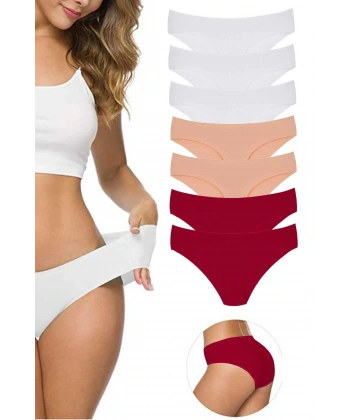 7 Adet Kadın Dikişsiz Lazer Kesim Esnek İz Yapmayan Külot S10