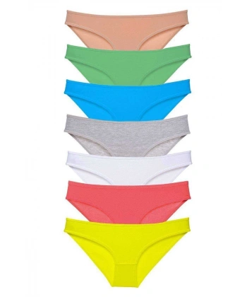 7 Adet Süper Eko Set Likralı Kadın Slip Külot Çok Renkli Mudanis