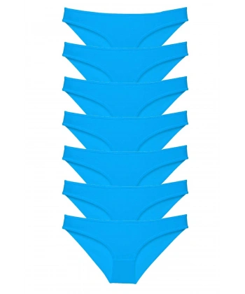 7 Adet Süper Eko Set Likralı Kadın Slip Külot Mavi