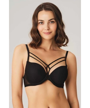 Balenli Destekli Dolgulu Askıları Çıkabilen Yaka Detaylı T-shirt Sütyeni