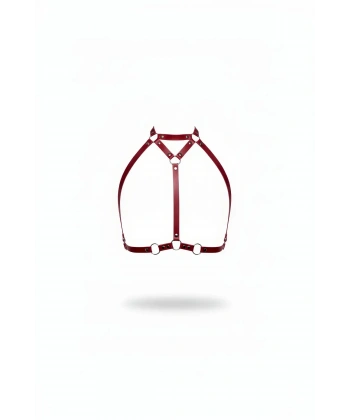 Bordo Göğüs Harness Deri Yüksek Yaka Vücut Aksesuarı - Brf245