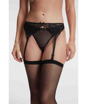 Dantelli Jartiyer String Ve Çorap 3lü Takım