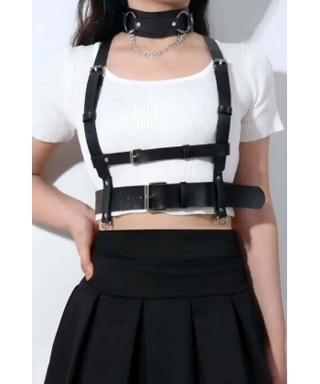 Deri Göğüs Harness Ve Choker-tasma Takım - Brf959